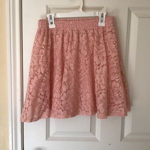 Pink floral lace skirt